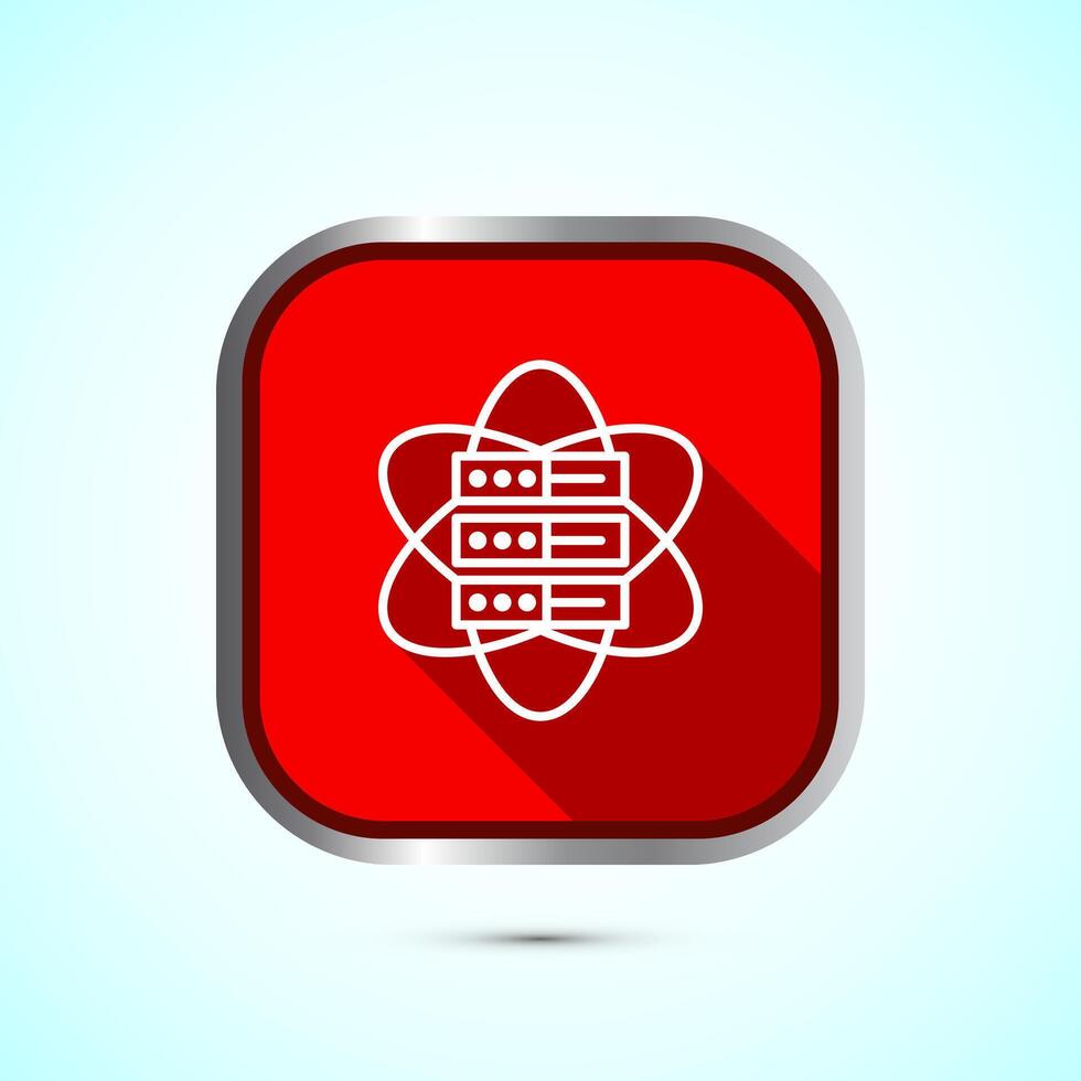 Data science icon design illustration. Big data, digital tech icon, Red Shadow Button Design vector