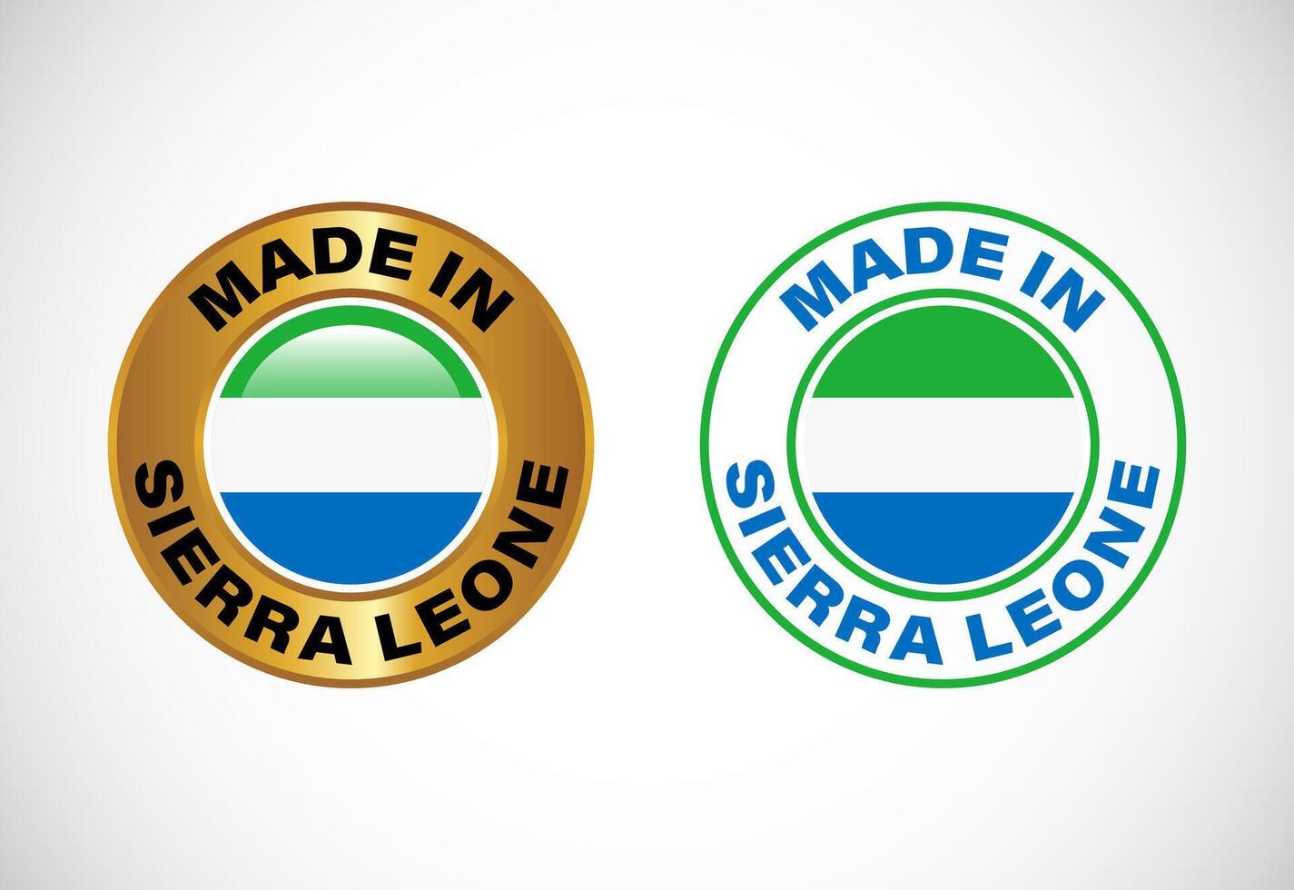 Made in Sierra Leone label icon with flag. Icon set for business, badge, seal, sticker, logo, and symbol vector
