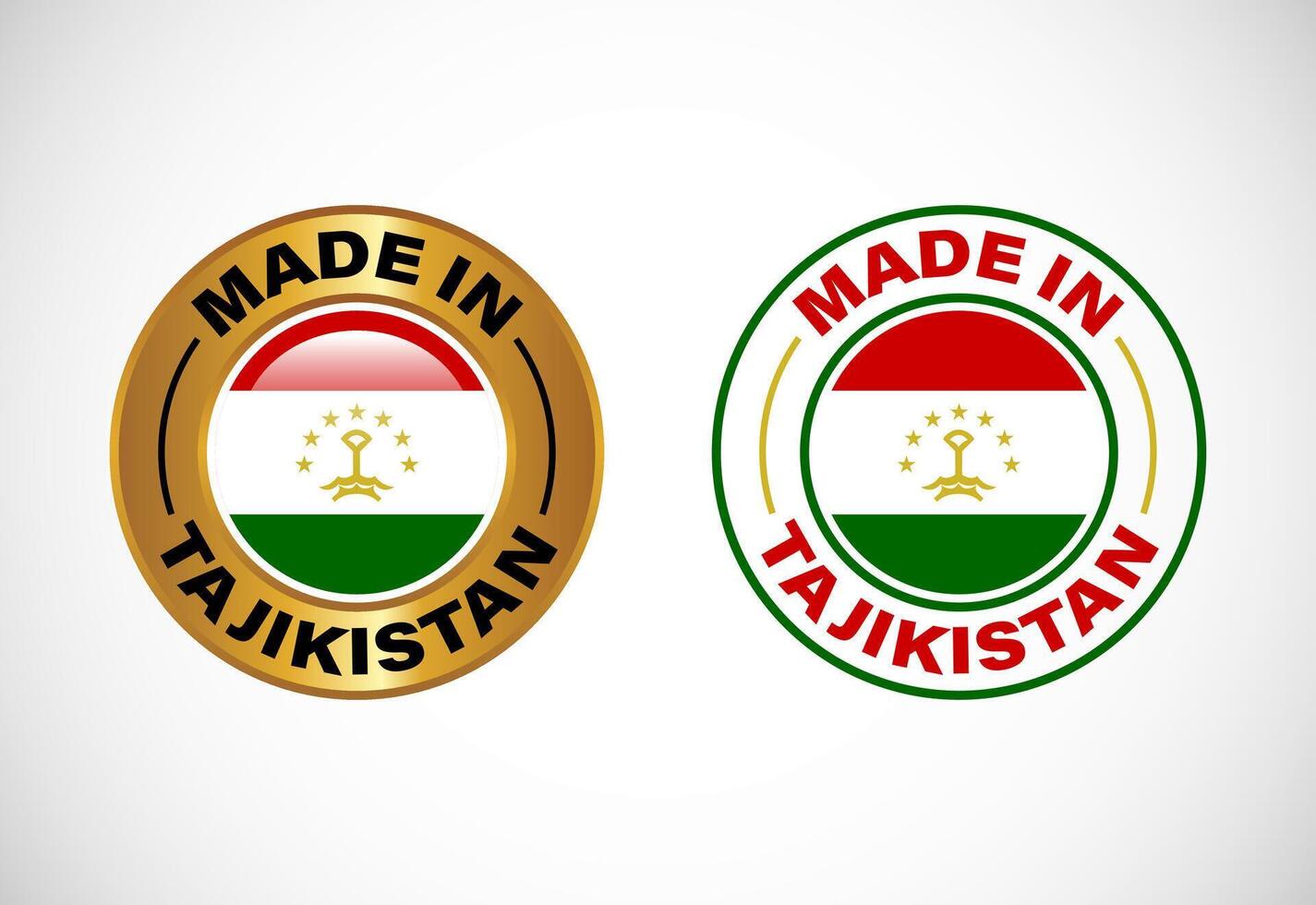 Made in Tajikistan label icon with flag. Icon set for business, badge, seal, sticker, logo, and symbol vector