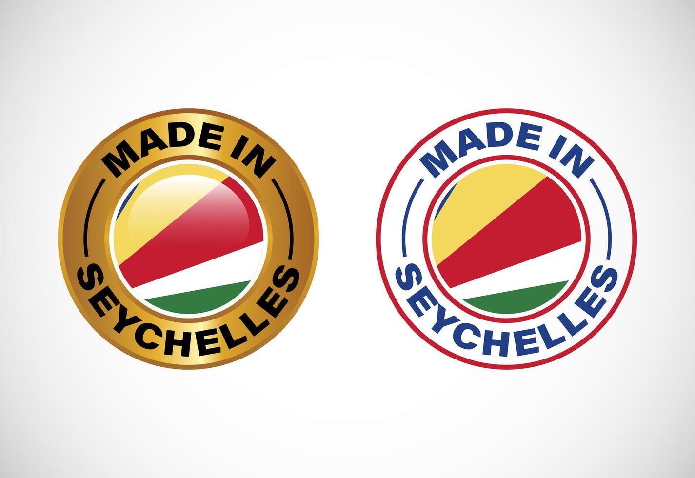 Made in Seychelles label icon with flag. Icon set for business, badge, seal, sticker, logo, and symbol vector
