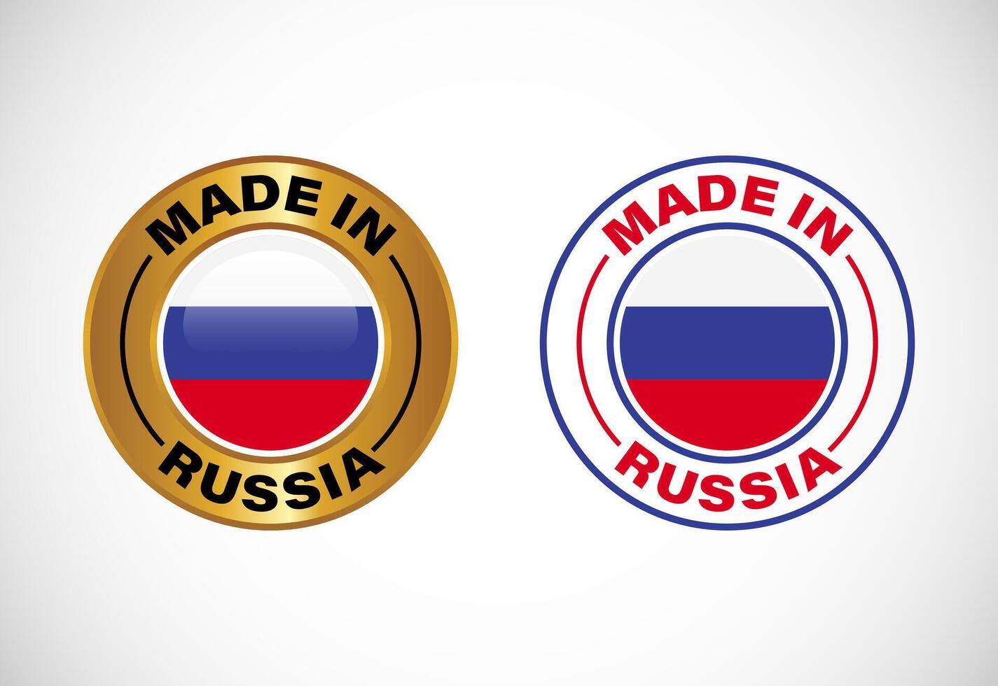 Made in RussiaRussia label icon with flag. Icon set for business, badge, seal, sticker, logo, and symbol vector