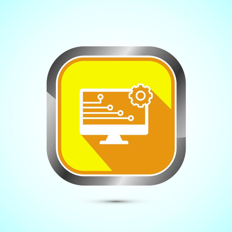 Information technology icon design illustration. Digital tech icon, Yellow Shadow Button Design vector