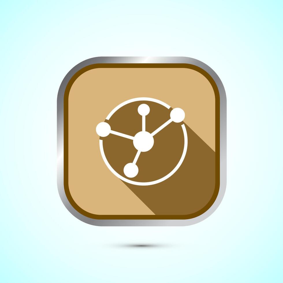 Data science icon design illustration. Big data, digital tech icon, Gold Shadow Button Design vector