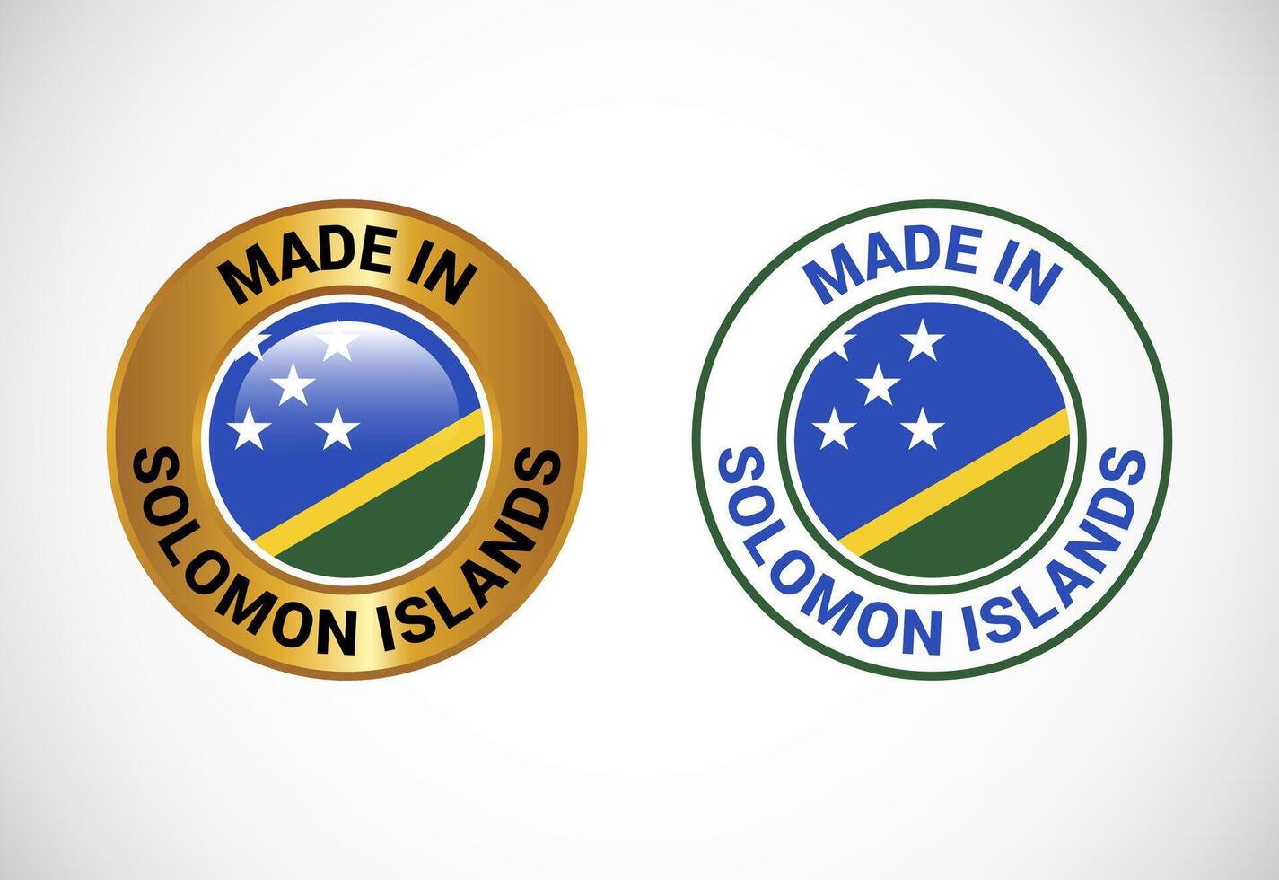Made in Solomon Islands label icon with flag. Icon set for business, badge, seal, sticker, logo, and symbol vector