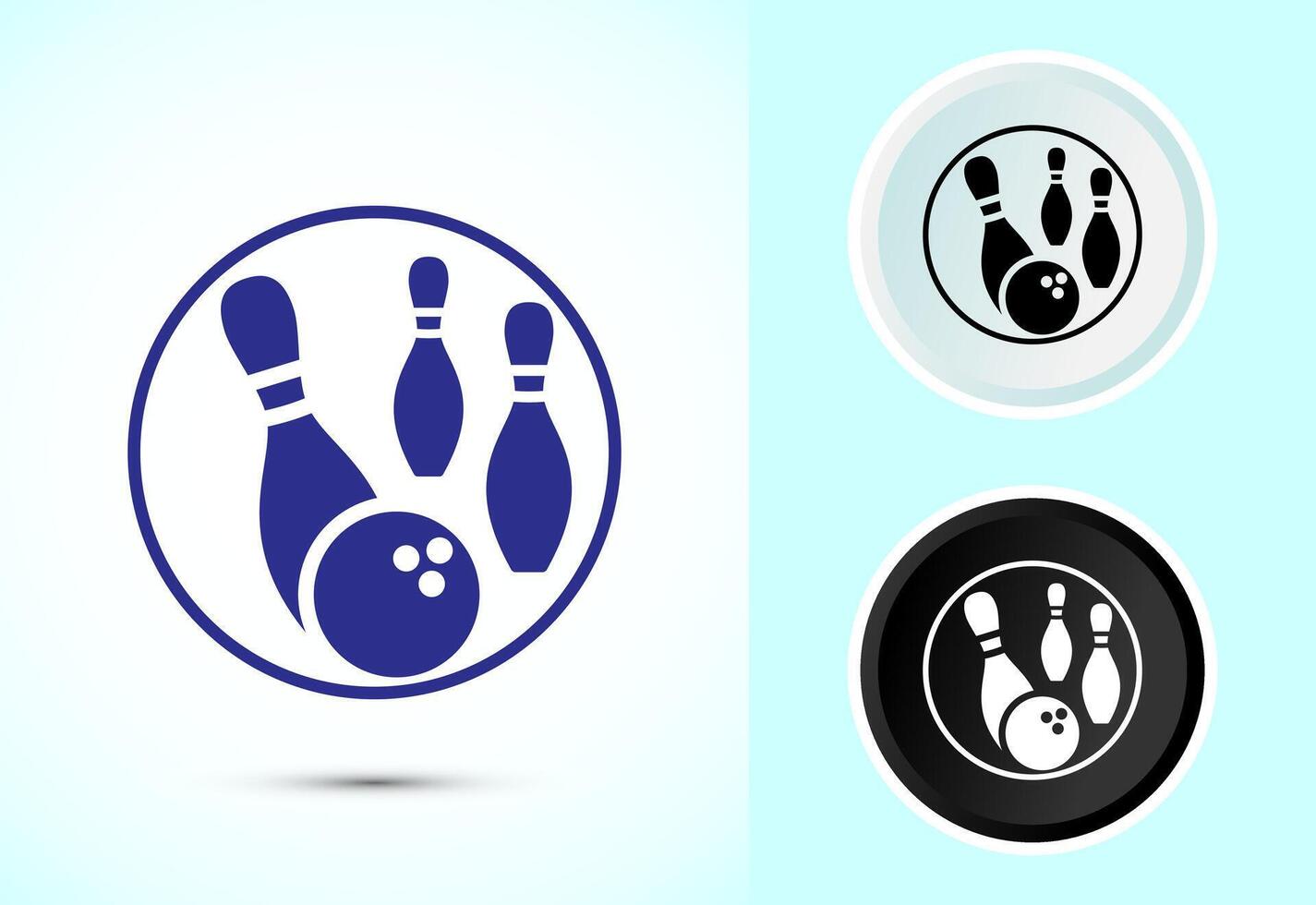Bowling icon, Bowling ball and pin icon design vector
