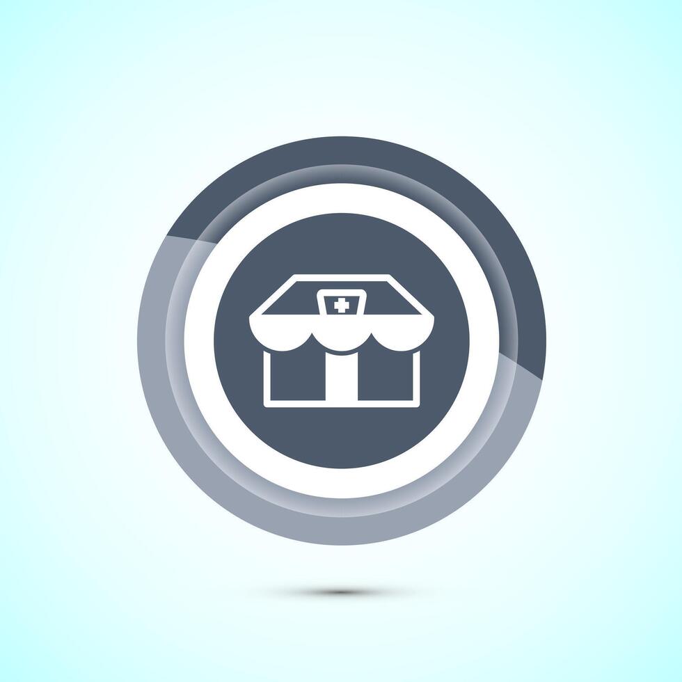 Pharmacy icon design illustration. Drugstore icon, medical store, Gray Color Button Design vector