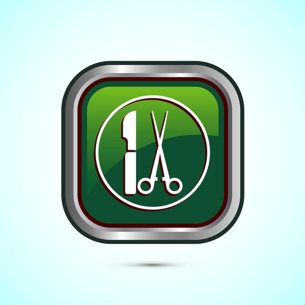 Surgeon surgery icon design illustration, Medical icon sign. Green Color Square Button Design vector