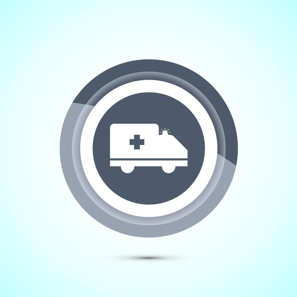 Ambulance icon design illustration. Emergency car, medicine van symbol. Gray Color Button Design vector