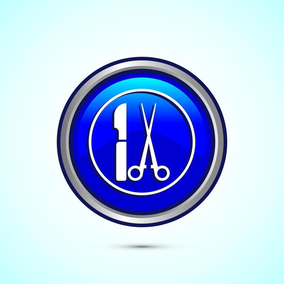 Surgeon surgery icon design illustration, Medical icon sign. Blue Color Round Button Design vector
