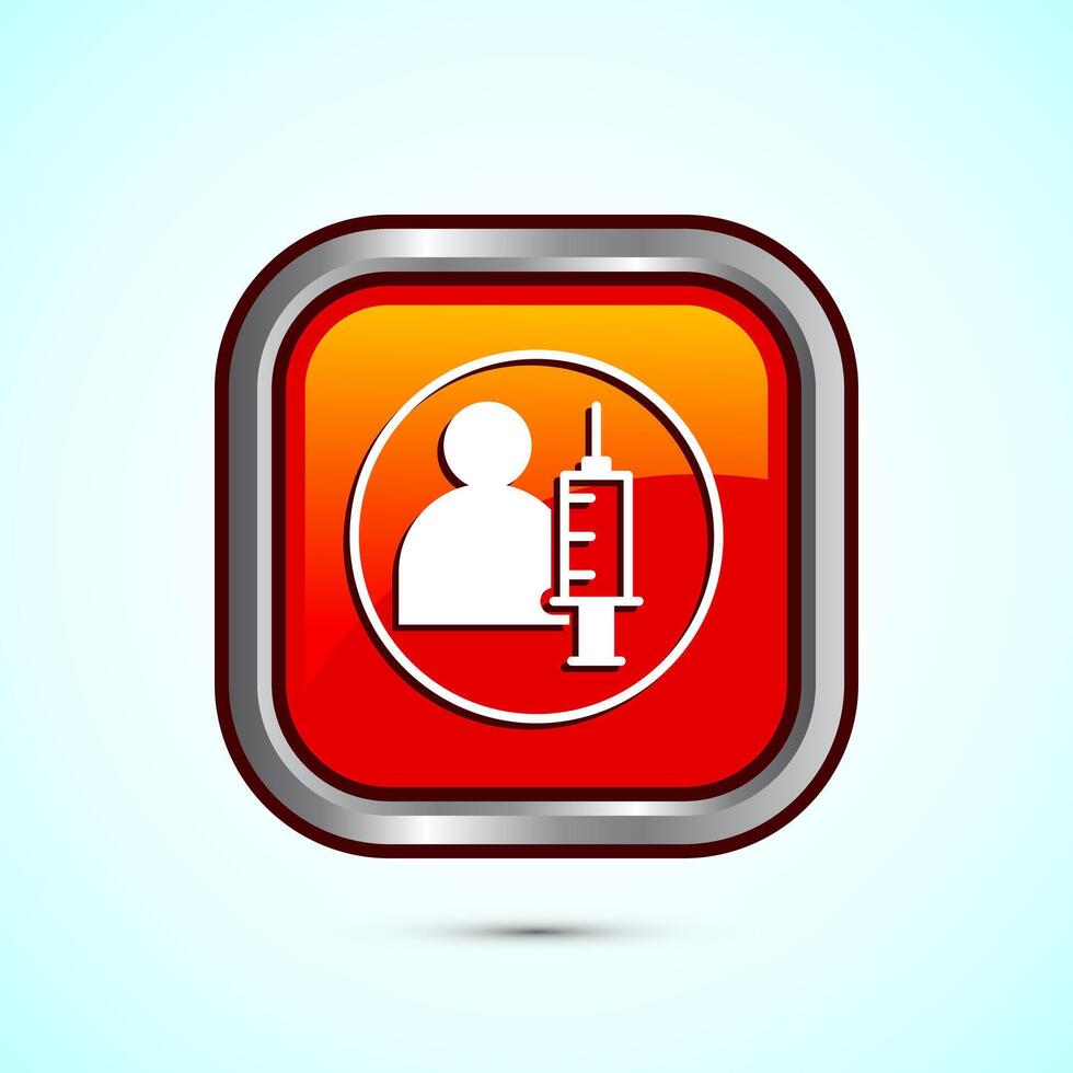 Vaccination, vaccine icon design illustration. Medical and healthcare Icon. Orange Color Square Button Design vector