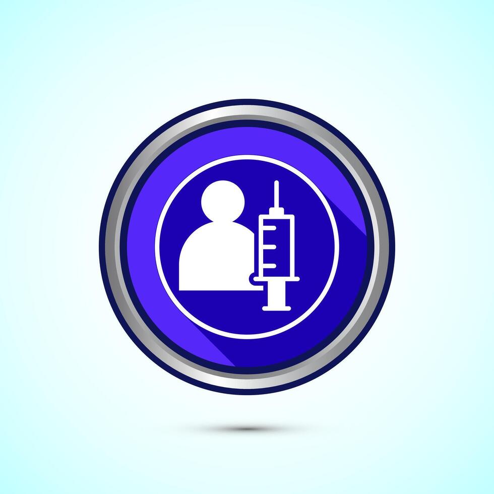 Vaccination, vaccine icon design illustration. Medical and healthcare Icon. Blue Shadow Button Design vector