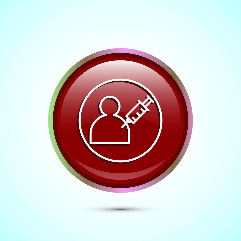 Vaccination, vaccine icon design illustration. Medical and healthcare Icon. Red Color Round Button Design vector