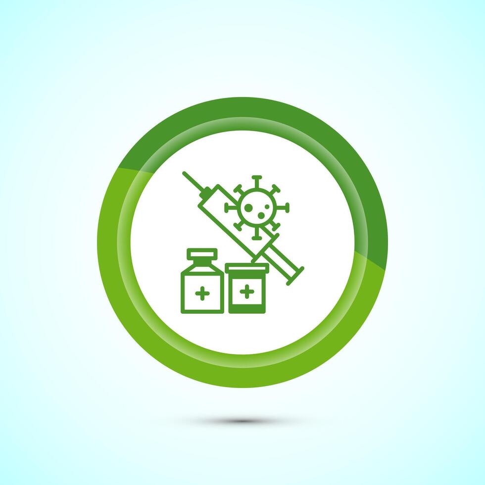 Vaccination, vaccine icon design illustration. Medical and healthcare Icon. Green Color Button Design vector