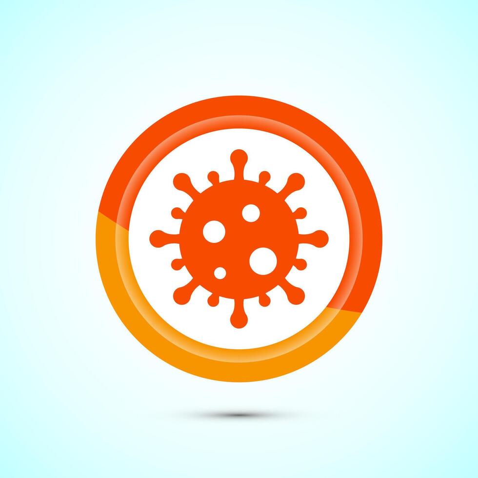 Virus, bacteria icon design illustration. Microbe bacteria sign. Orange Color Button Design vector