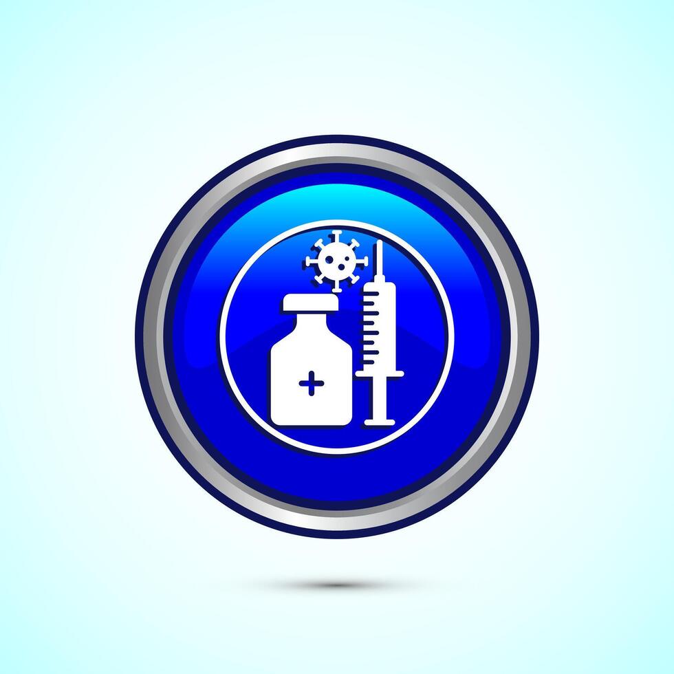 Vaccination, vaccine icon design illustration. Medical and healthcare Icon. Blue Color Round Button Design vector