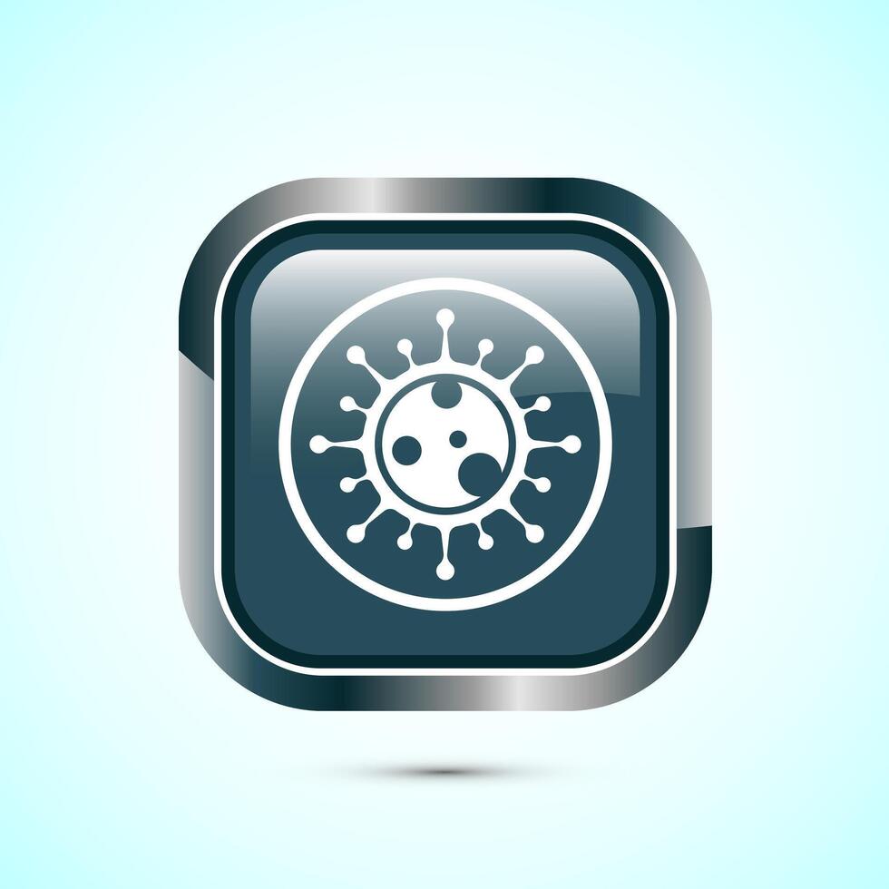 Virus, bacteria icon design illustration. Microbe bacteria sign. Gray Color Square Button Design vector