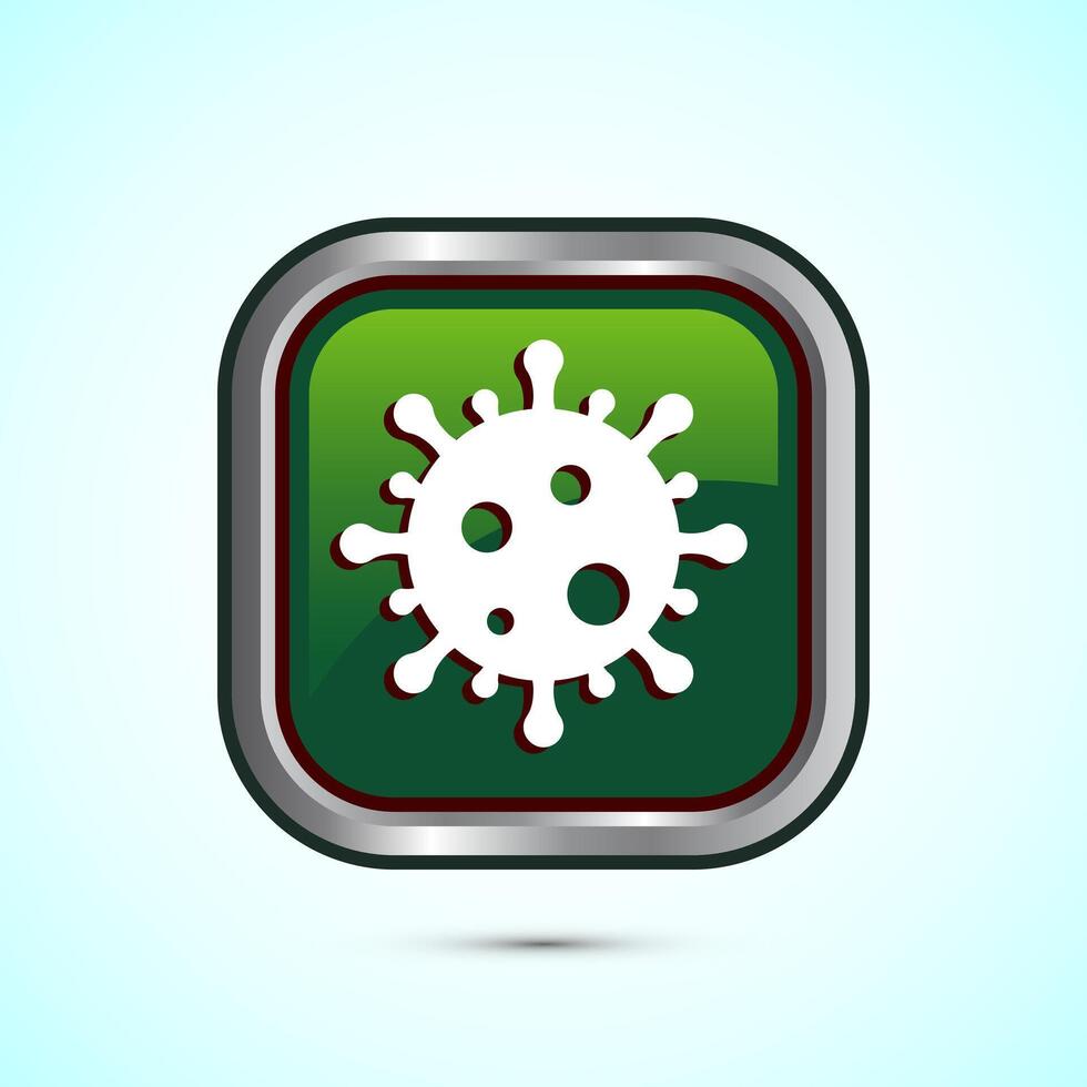 Virus, bacteria icon design illustration. Microbe bacteria sign. Green Color Square Button Design vector