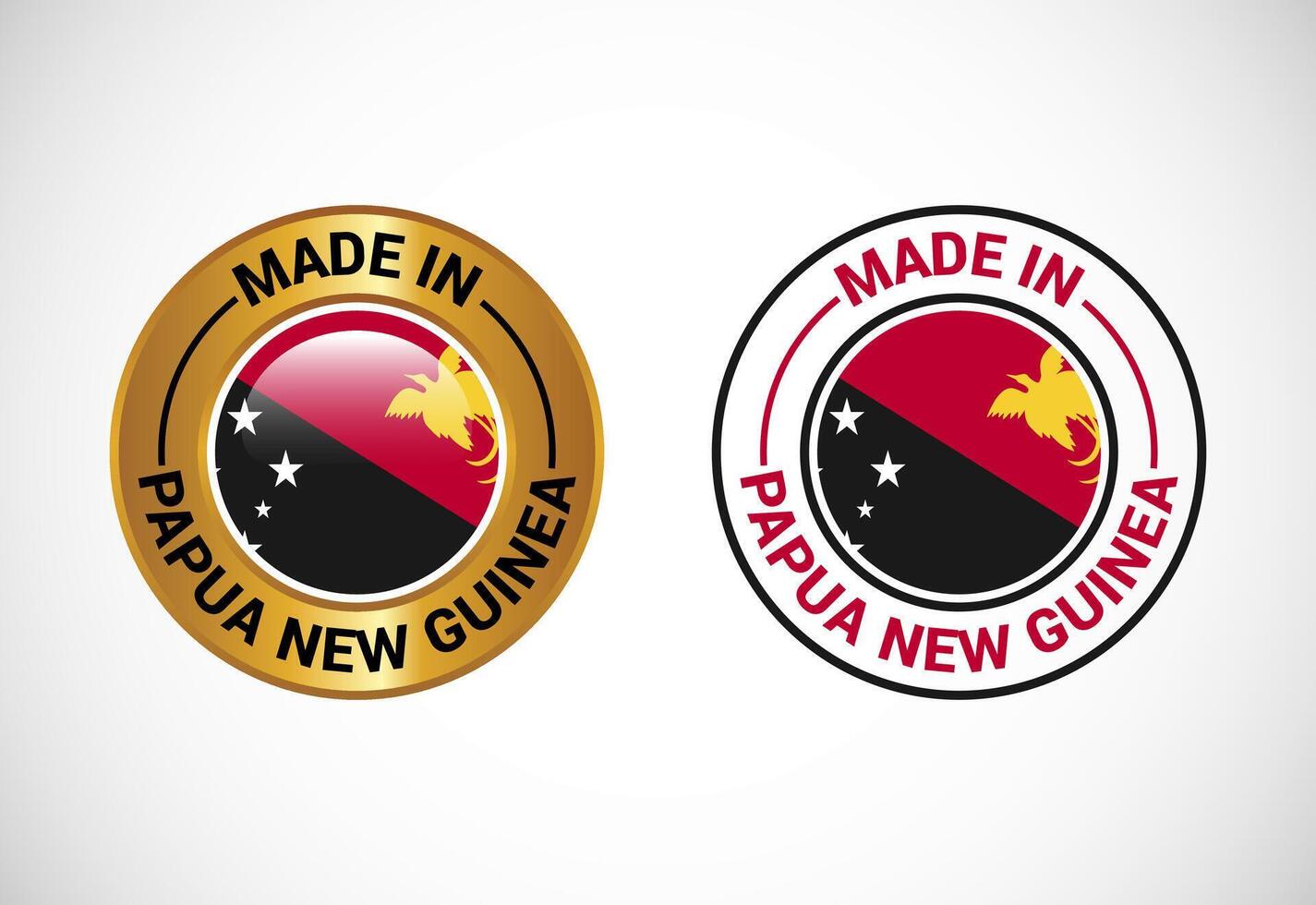 Made in Papua New Guinea label icon with flag. Icon set for business, badge, seal, sticker, logo, and symbol vector