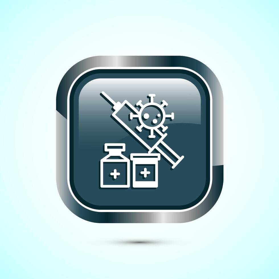 Vaccination, vaccine icon design illustration. Medical and healthcare Icon. Gray Color Square Button Design vector