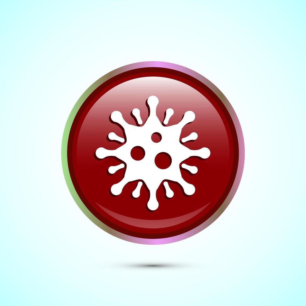 Virus, bacteria icon design illustration. Microbe bacteria sign. Red Color Round Button Design vector