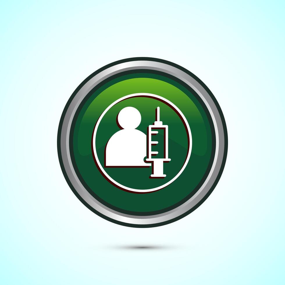 Vaccination, vaccine icon design illustration. Medical and healthcare Icon. Green Color Round Button Design vector