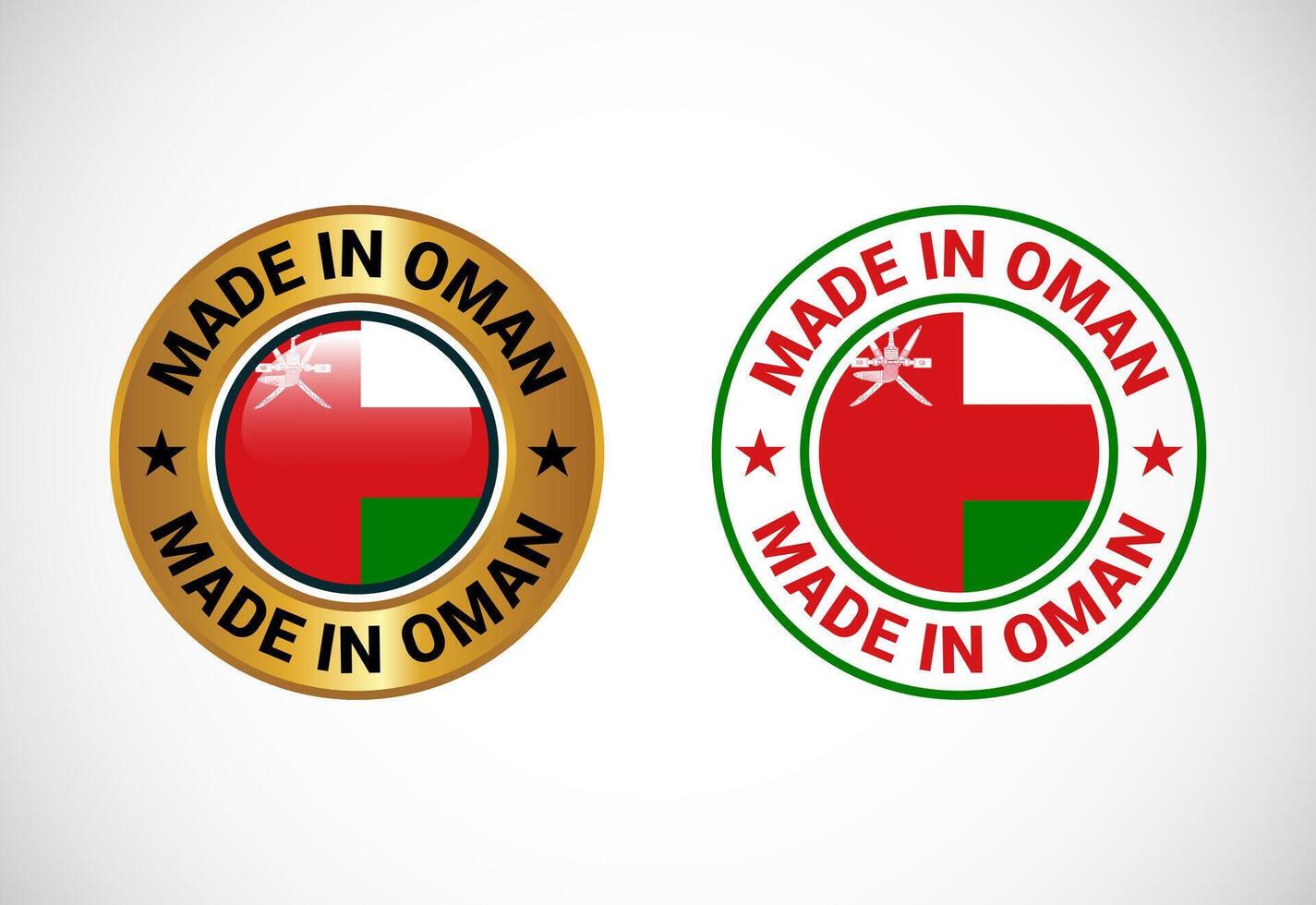 Made in Oman label icon with flag. Icon set for business, badge, seal, sticker, logo, and symbol vector
