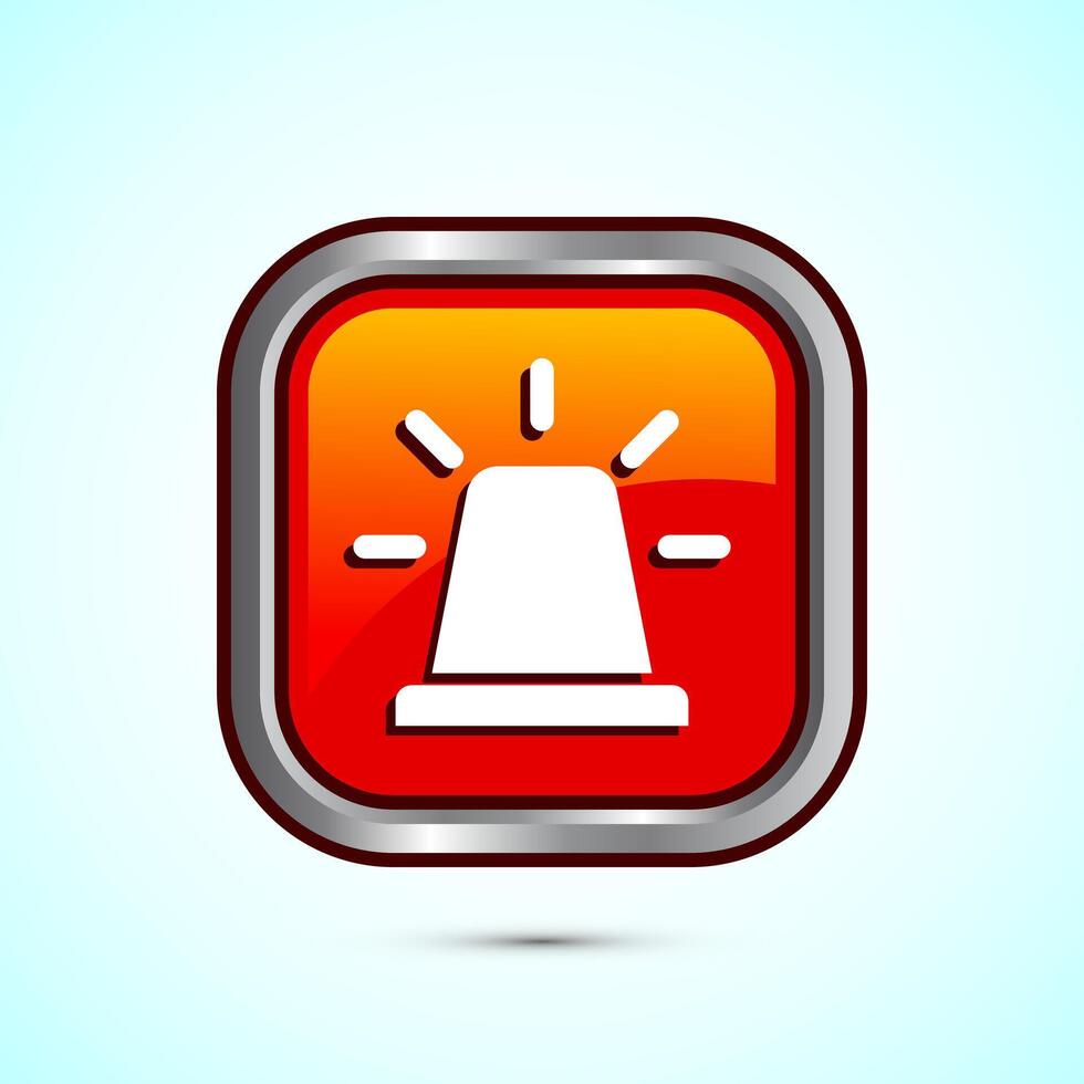 Emergency siren icon, Ambulance emergency siren sign. Orange Color Square Button Design vector
