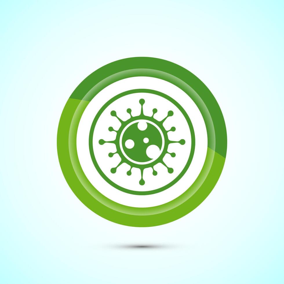 Virus, bacteria icon design illustration. Microbe bacteria sign. Green Color Button Design vector