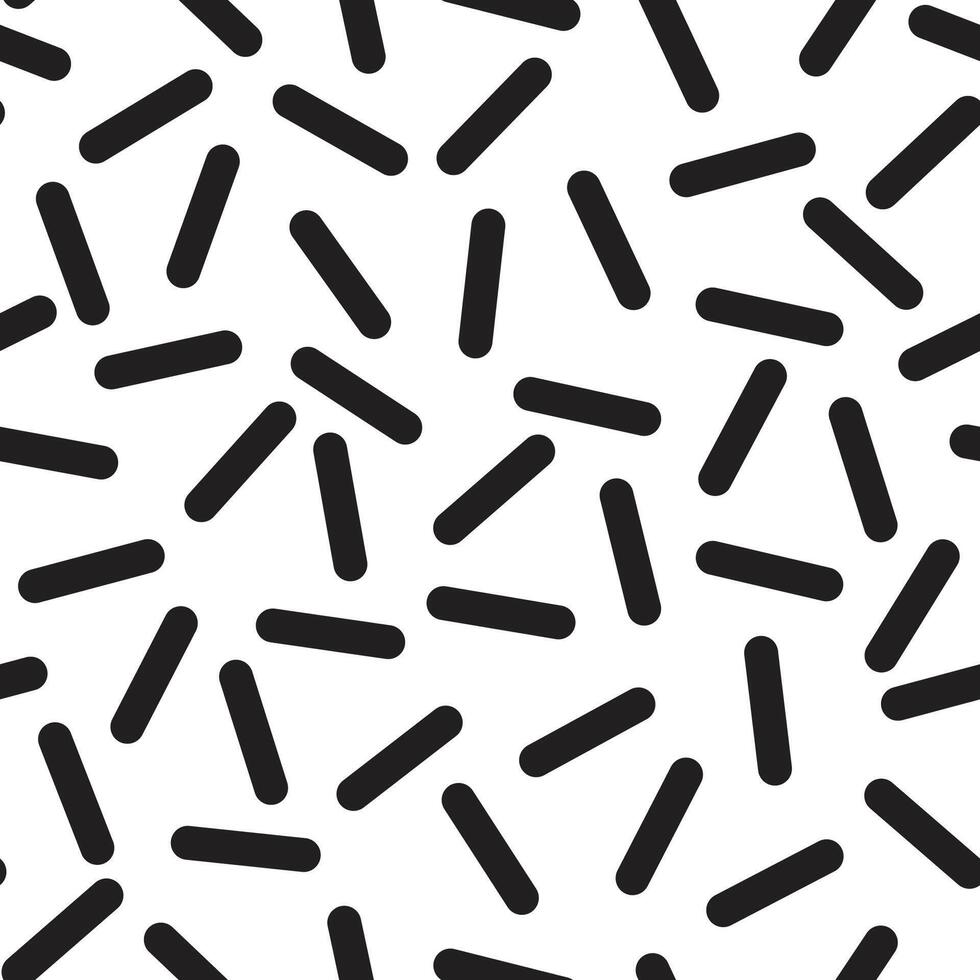 Confetti seamless pattern with messy sticks isolated on white background. vector