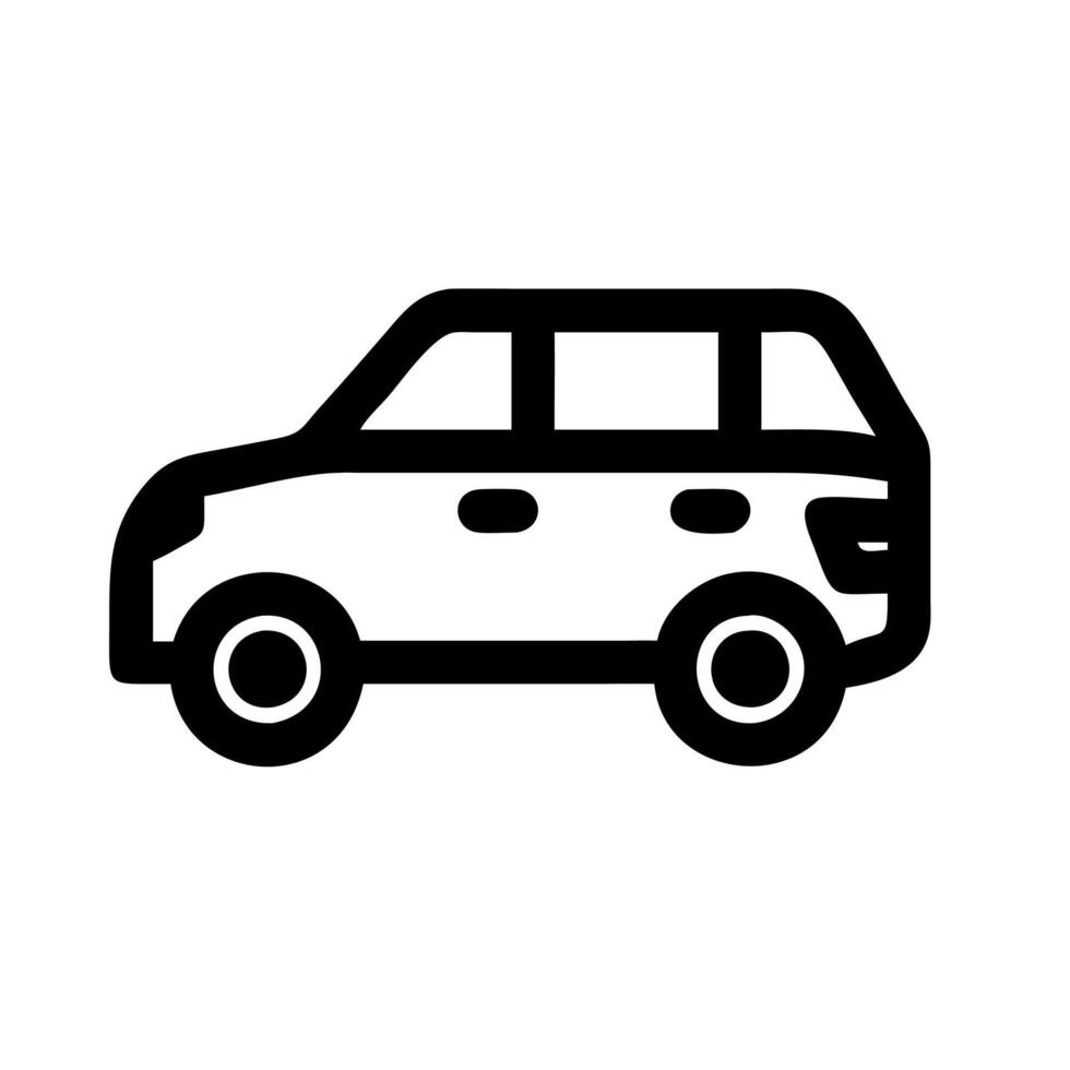 Car icon on white background, black and white illustration vector
