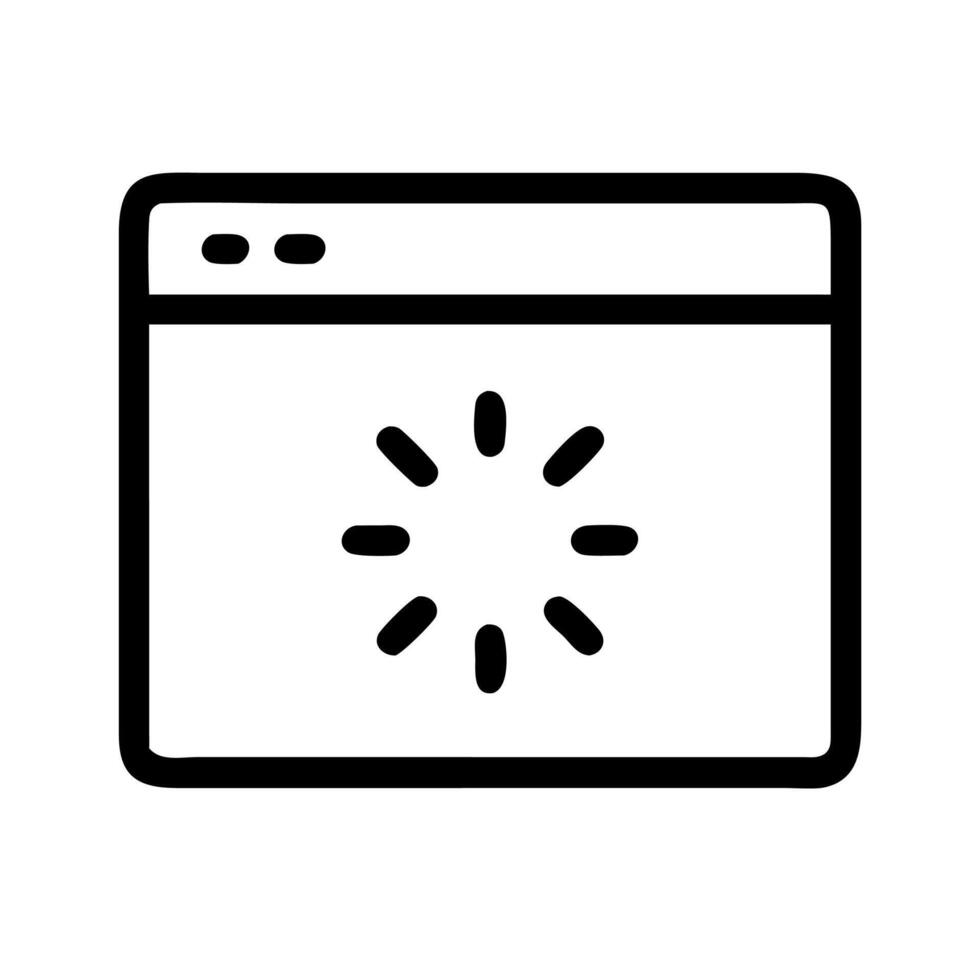 A black and white icon of a computer screen vector