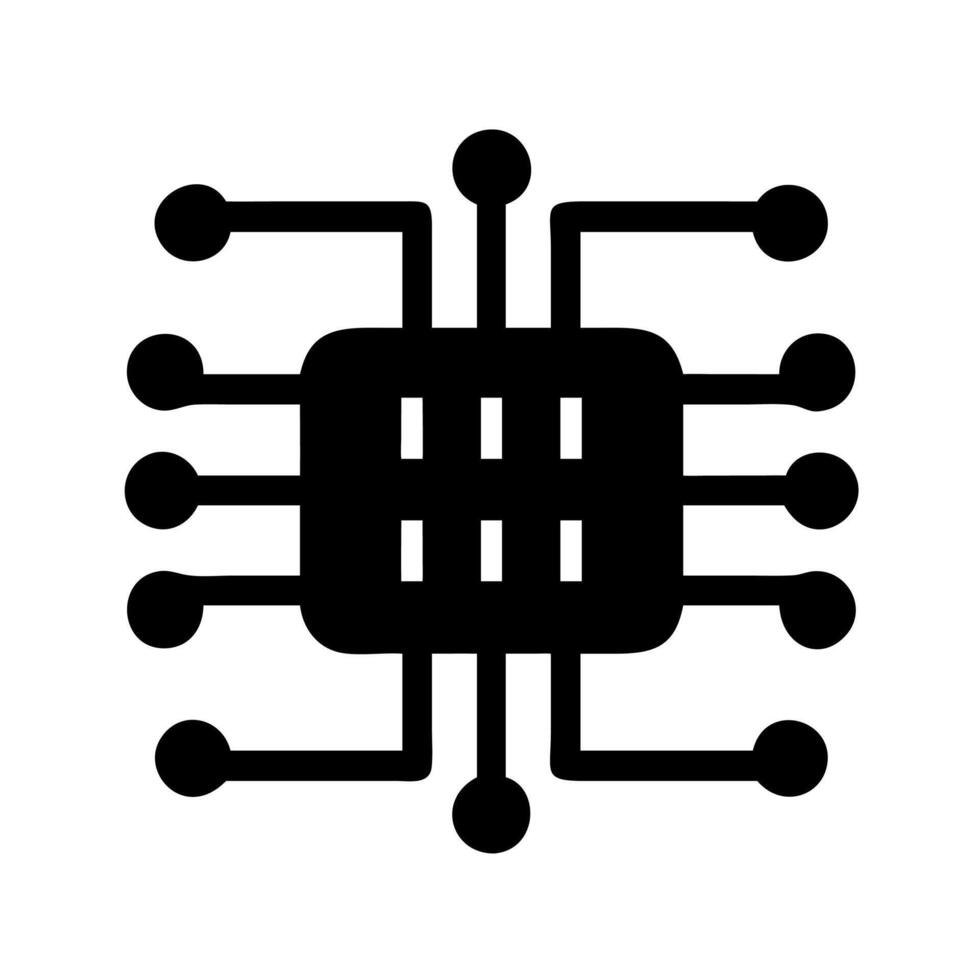 A black and white image of a computer chip vector