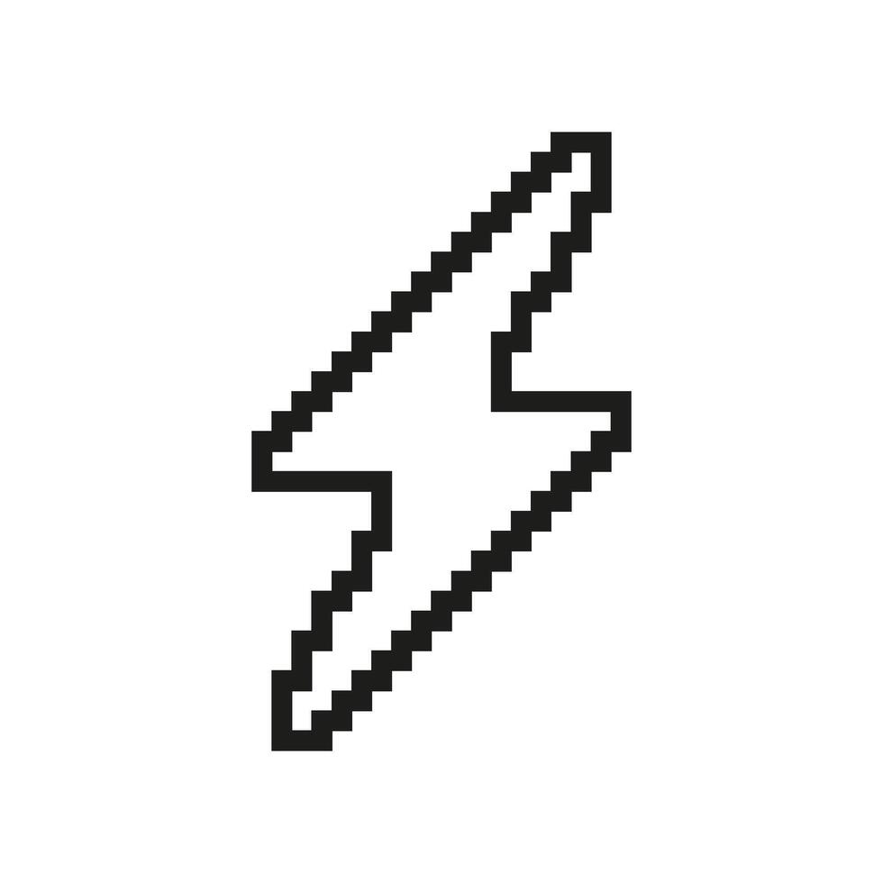 Pixelated Lightning Bolt Icon. Retro Pixel Art Design of Jagged Lightning Bolt Symbol. Symbol of Electricity and Power. Isolated Illustration vector