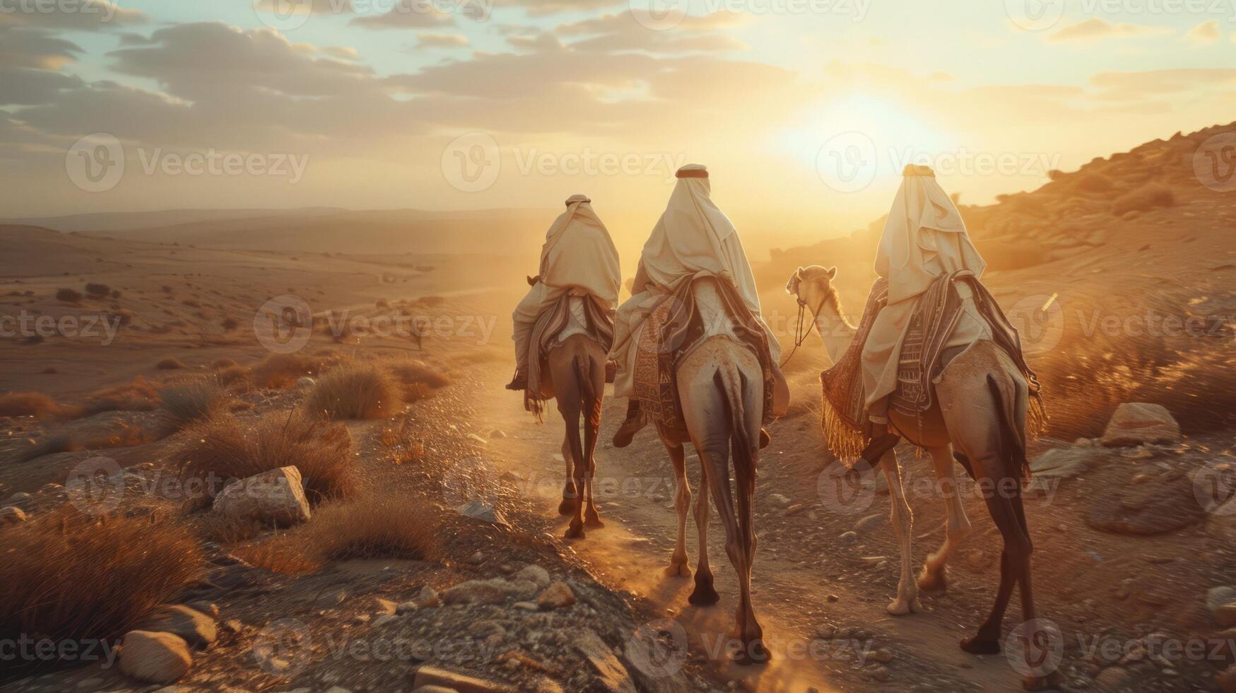 The three wise men riding camels photo