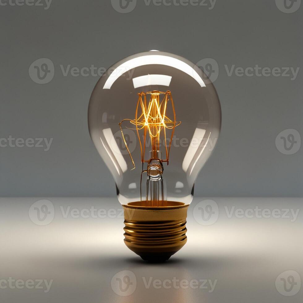 A light bulb is shown in a dark room photo