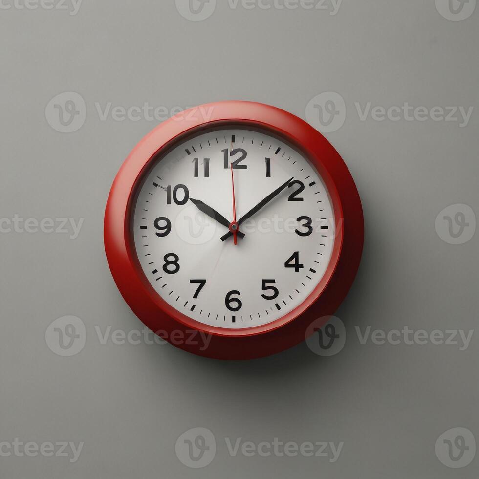 A red 3D clock icon isolated on a white background photo