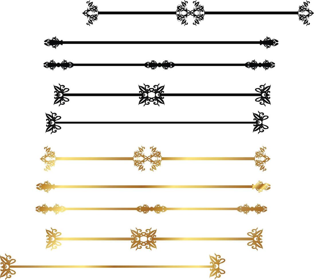 Gold and black decorative borders vector