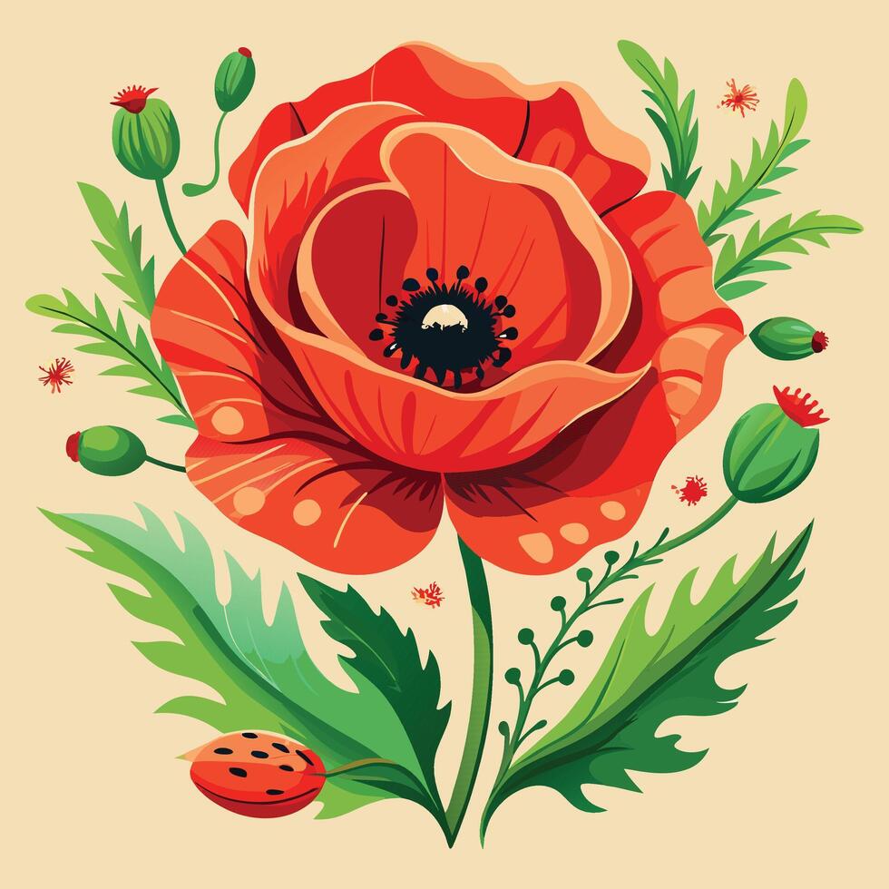 Red hibicus flowers on green bush vector