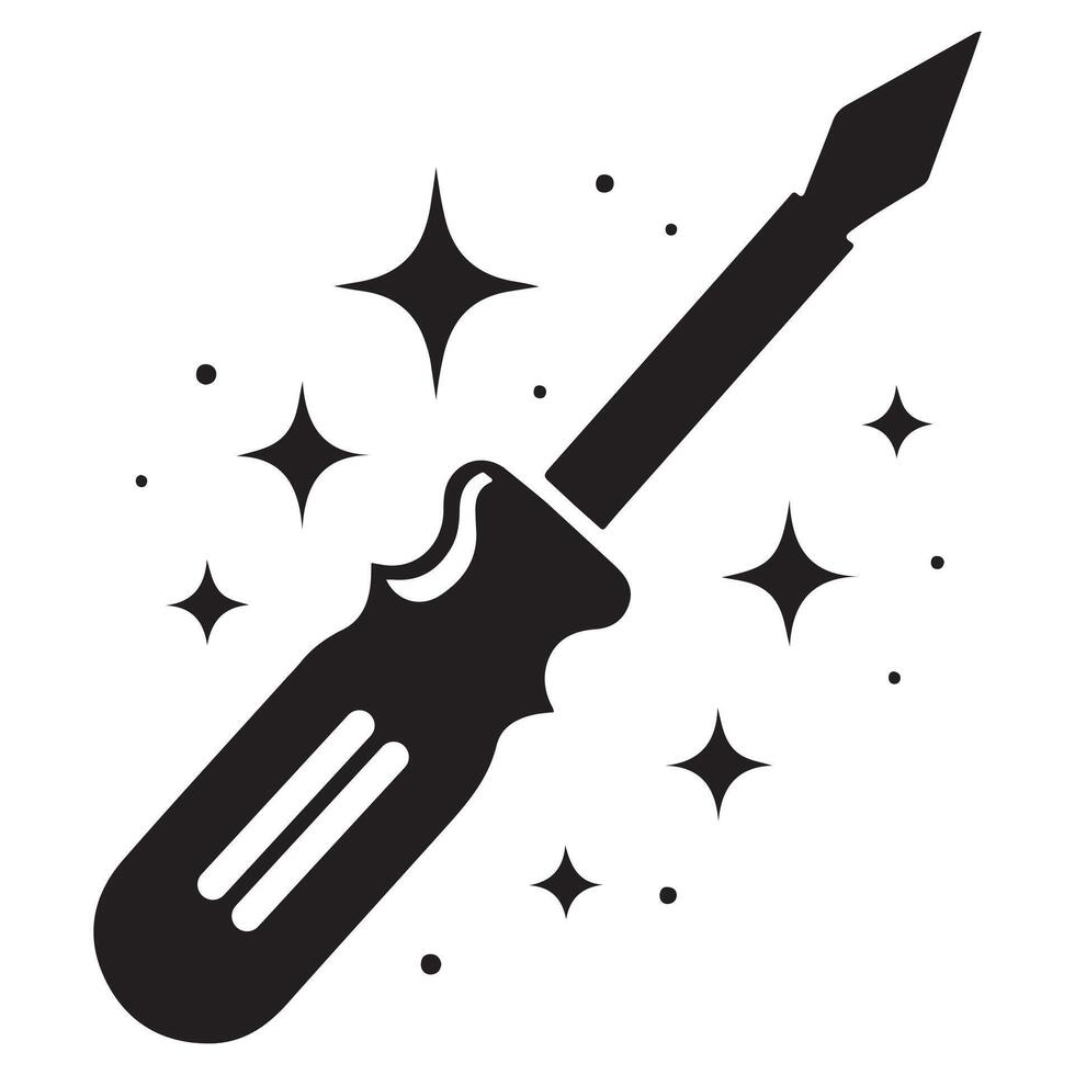 Sparkling Screwdriver Icon vector