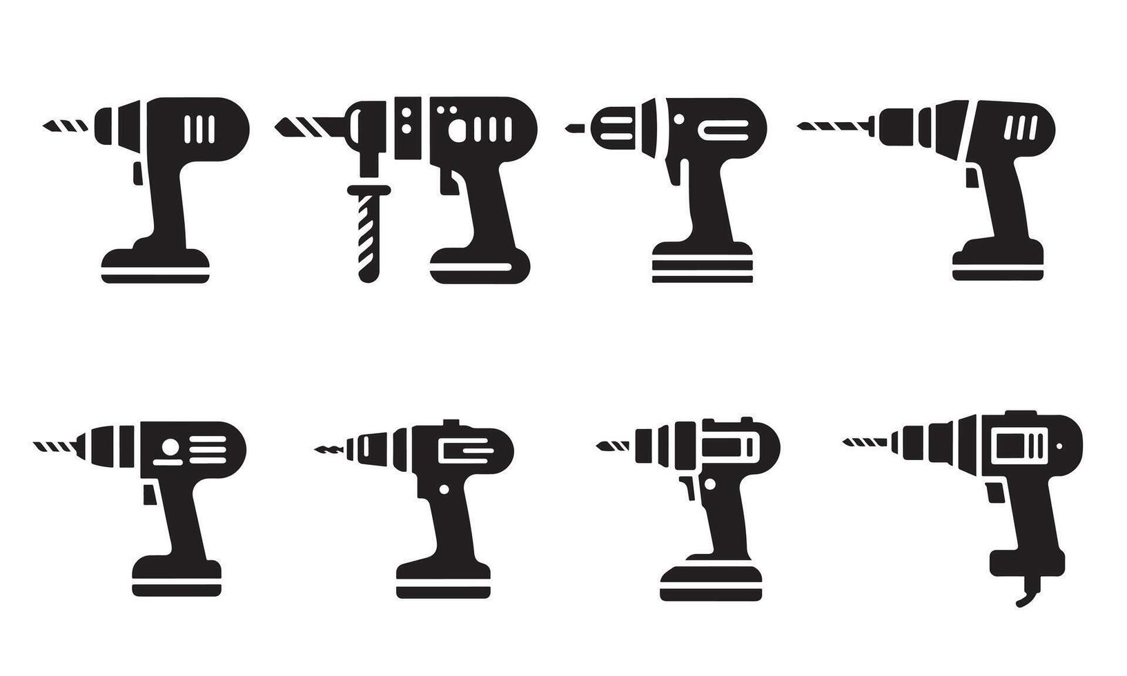 Power Drill Tool Icons Collection vector