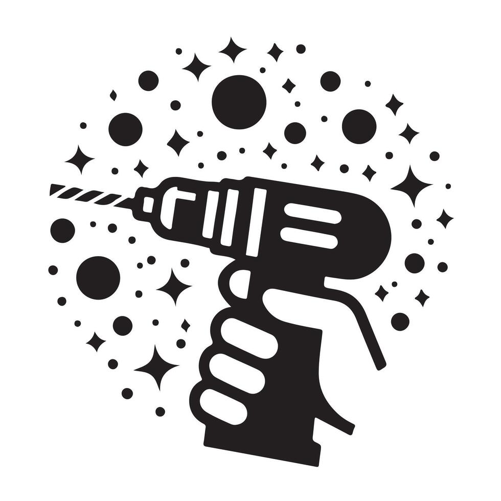 Shining Power Drill Icon vector
