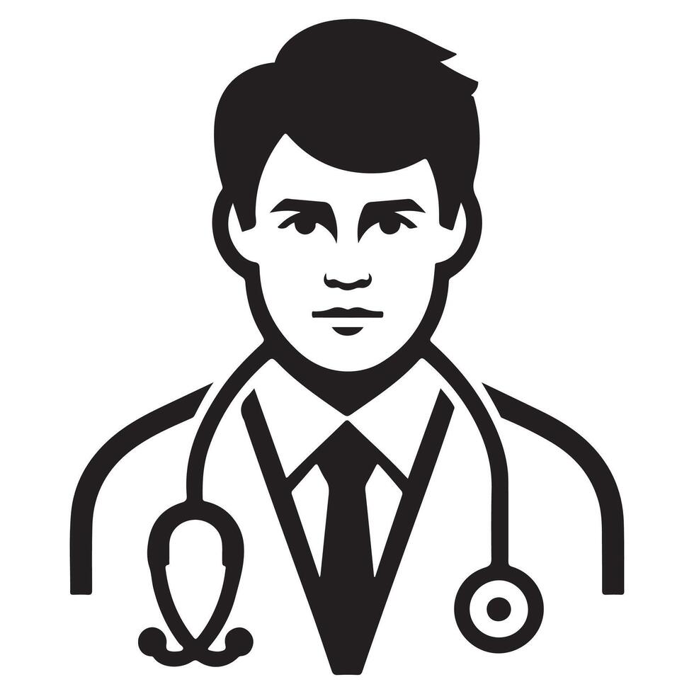 Male Doctor with Stethoscope Icon vector