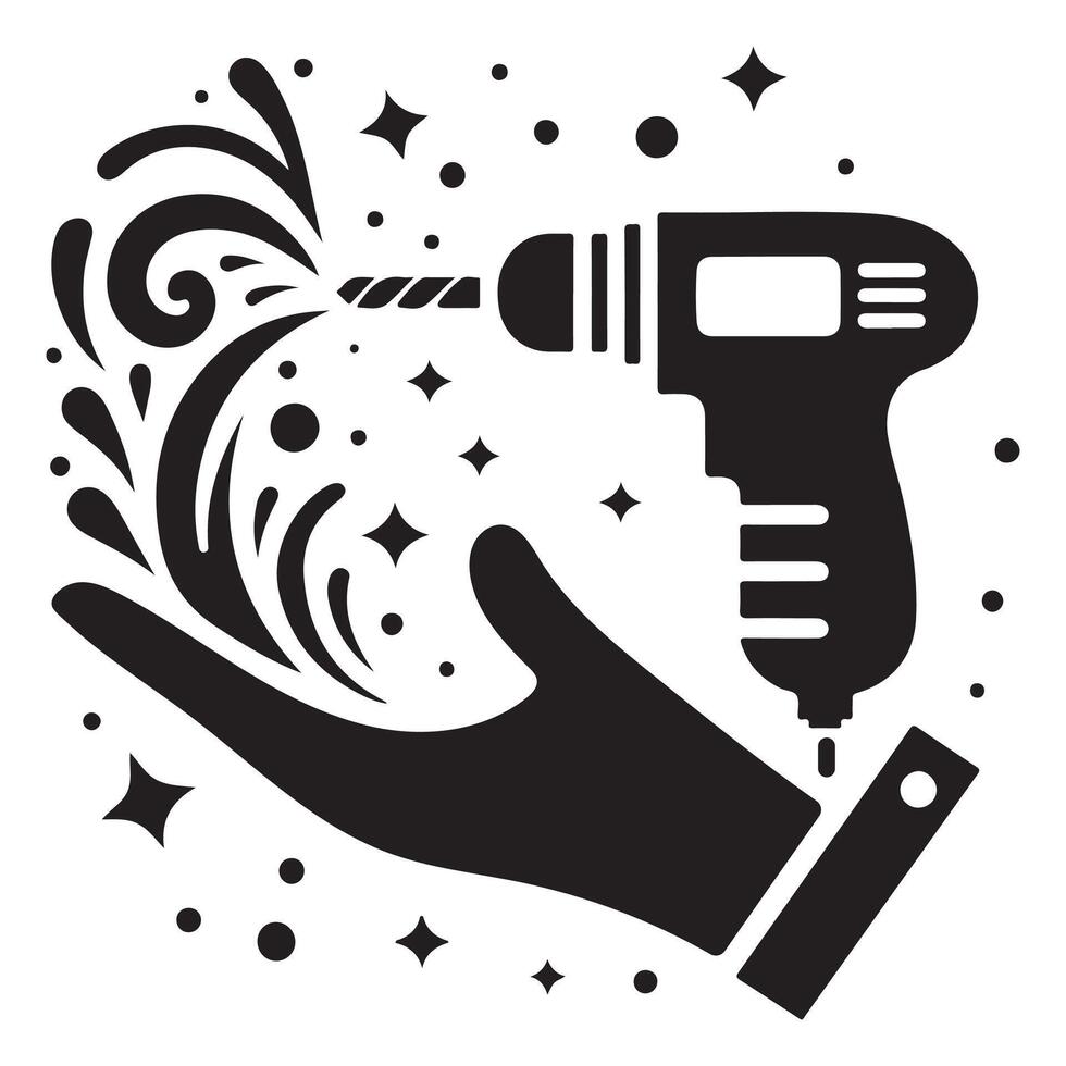 Creative Power Drill in Hand Icon vector