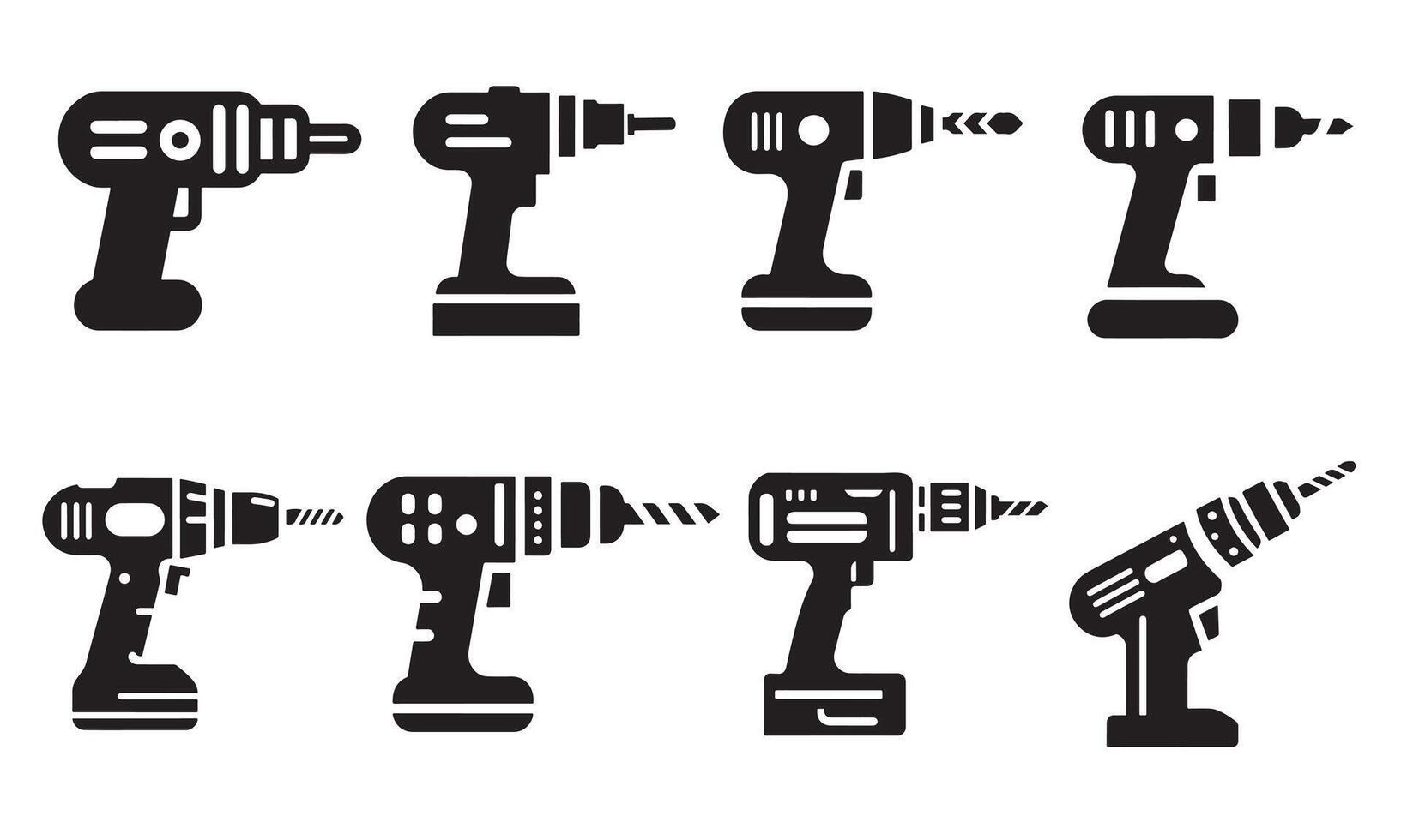 Drill Icons Set On white Background vector