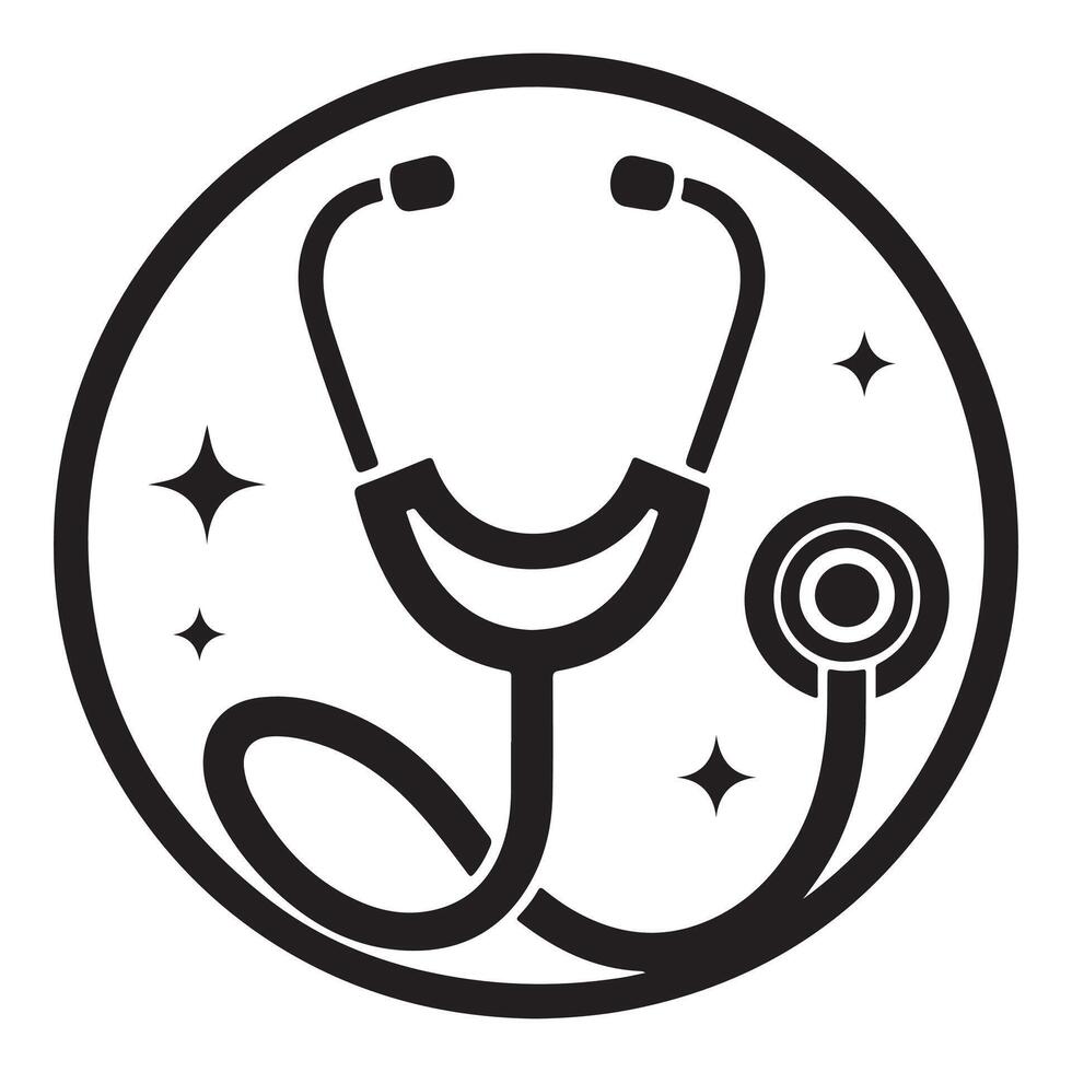 Shiny Stethoscope Icon in Circle vector
