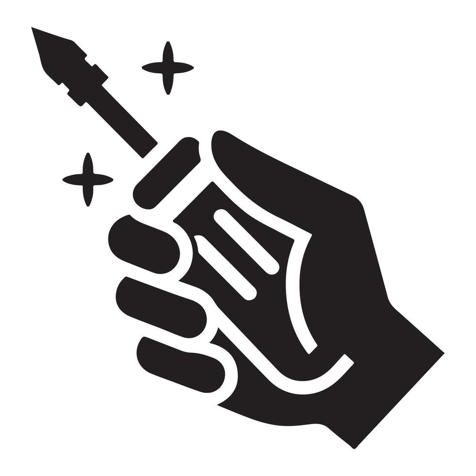 Hand Holding Sparkling Screwdriver Icon vector