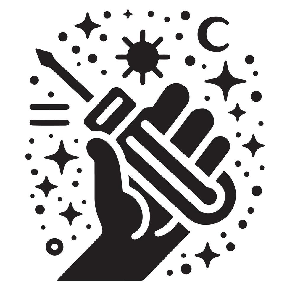 Cosmic Hand with Screwdriver Icon vector