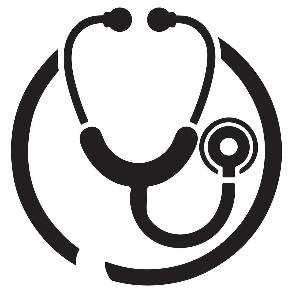 Stethoscope Icon in Circle on white background vector
