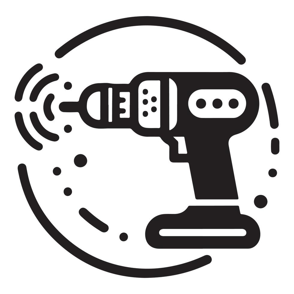 Power Drill Icon On White Backgound vector