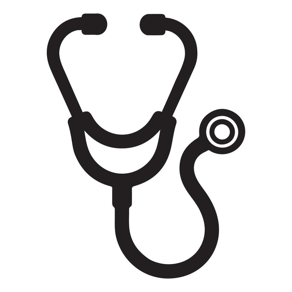 Modern Stethoscope Icon with Outline on white background vector